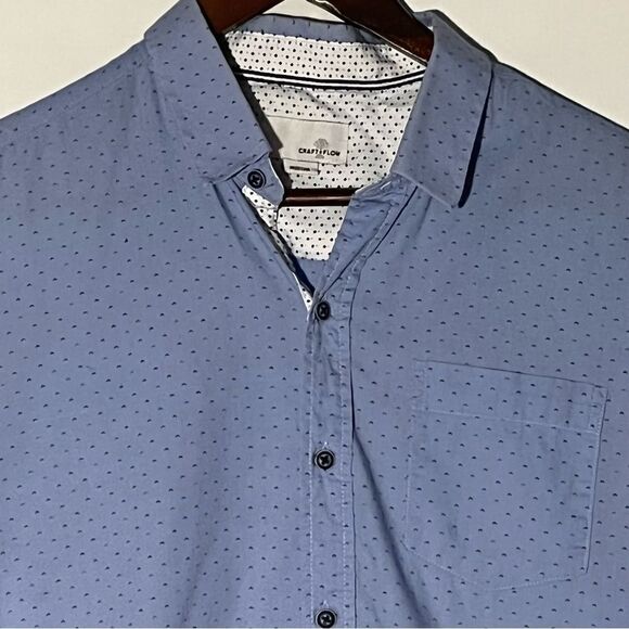 Men's Craft + Flow Blue Short Sleeve Printed Button Down Shirt - Picture 3 of 9